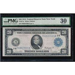 1914 $20 New York Federal Reserve Note PMG 30
