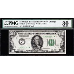 1928 $100 Chicago Federal Reserve Star Note PMG 30