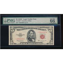 1953C $5 Legal Tender Star Note PMG 66