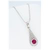 Image 3 : 14KT White Gold .030ct Ruby and Diamond Pendant with Chain
