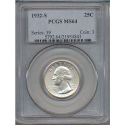 1932-S Washington Quarter Coin PCGS MS64