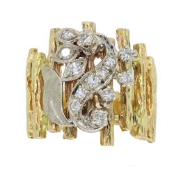 14KT Two Tone Gold 0.24ctw Diamond Ring