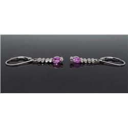 14KT White Gold Pink Tourmaline and Diamond Earrings