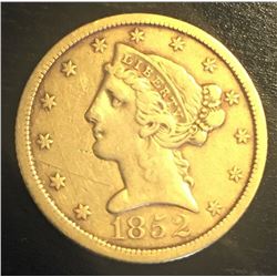 1852 $5 Liberty Head Half Eagle Gold Coin