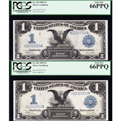 Consecutive Pair of 1899 $1 Black Eagle Silver Certificates PCGS 66PPQ