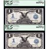 Image 1 : Consecutive Pair of 1899 $1 Black Eagle Silver Certificates PCGS 66PPQ