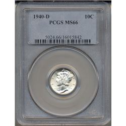 1940-D Mercury Dime Coin PCGS MS66