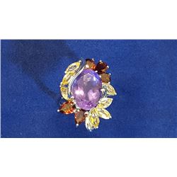 10ctw Amethyst, Citrine and Garnet Ring