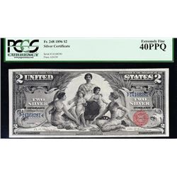 1896 $2 Educational Silver Certificate PCGS 40PPQ