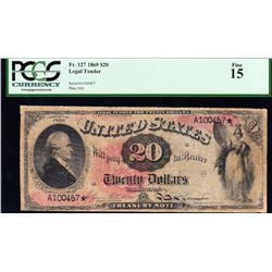 1869 $20 Rainbow Legal Tender Note PCGS 15