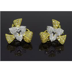 18KT Yellow and White Gold 1.50Ctw Diamond Earrings