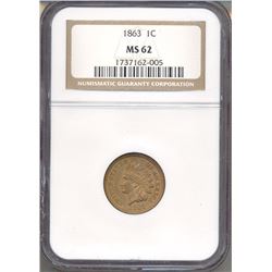 1863 Indian Head Cent NGC MS62