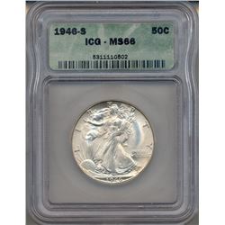 1946-S Walking Liberty Half Dollar Coin NGC MS66
