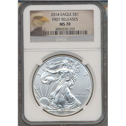 2014 $1 American Silver Eagle Coin NGC MS70