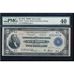1918 $2 New York Federal Reserve Bank Note PMG 40