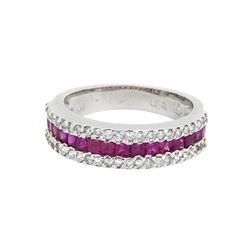 14KT White Gold 0.95ctw Ruby and Diamond Ring