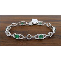 14KT White Gold 2.50ctw Emerald and Diamond Bracelet