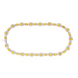 14KT White Gold 43.00ctw Yellow Sapphire and Diamond Necklace