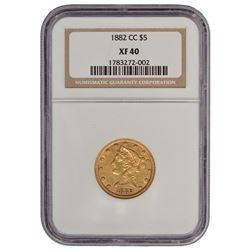 1882-CC $5 Liberty Head Half Eagle Gold Coin NGC XF40