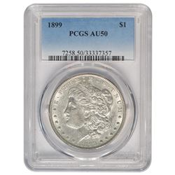 1899 $1 Morgan Silver Dollar Coin PCGS AU-50
