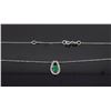 Image 3 : 14KT White Gold Emerald and Diamond Pendant with Chain