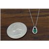 Image 5 : 14KT White Gold Emerald and Diamond Pendant with Chain