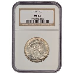 1916 Walking Liberty Half Dollar Coin NGC MS62