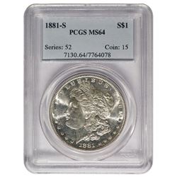 1881-S $1 Morgan Silver Dollar Coin PCGS MS64