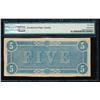 Image 2 : 1864 $5 Confederate States of America Note PMG 58EPQ