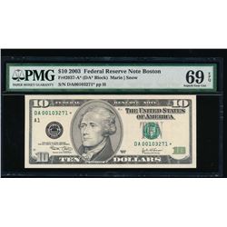 2003 $10 Boston Federal Reserve Star Note PMG 69EPQ