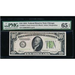 1934 $10 Chicago Federal Reserve Note PMG 65EPQ