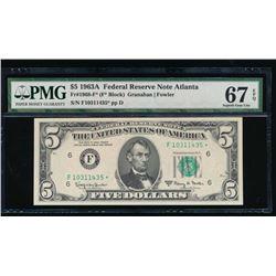 1963A $1 Atlanta Federal Reserve Star Note PMG 67EPQ