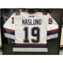 MARKUS NASLUND SIGNED CANUCKS JERSEY W/ COA (FRAMED 40" X 32")