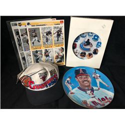 SPORTS FAN SOUVENIR LOT (BALL CAP/ COLLECTOR'S PLATE...)