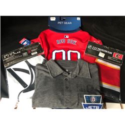 SPORTS FAN SOUVENIR LOT (T-SHIRT/ FLAG/ PET GEAR...)