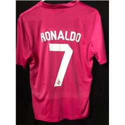 Cristiano Ronaldo Real Madrid Fly Emirates Pink Soccer Jersey (Small)