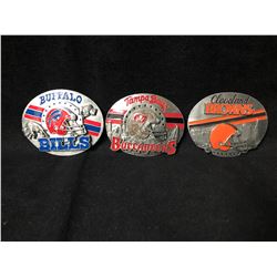 SISKIYOU NFL LIMITED EDITION LICENSED PEWTER BELT BUCKLE LOT (BILLS/ BUCS/ BROWNS)