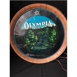 Vintage 1979 Olympia Beer Sign Barrel Ask for OLY Motion Waterfall Lighted VMI