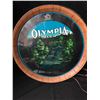 Image 1 : Vintage 1979 Olympia Beer Sign Barrel Ask for OLY Motion Waterfall Lighted VMI