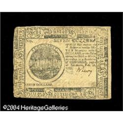 Continental Currency February 26, 1777 $7 Extremely Fin Continental Currency February 26, 1777 $7 Ex