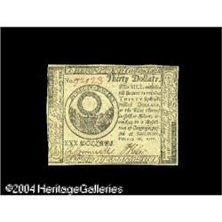 Continental Currency February 26, 1777 $30 Very Choic Continental Currency February 26, 1777 $30 Ver