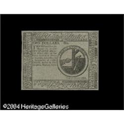 Continental Currency May 20, 1777 $2 Blue Counterfeit D Continental Currency May 20, 1777 $2 Blue Co