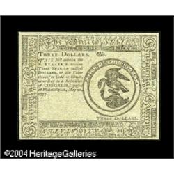 Continental Currency May 20, 1777 $3 Blue Counterfeit Continental Currency May 20, 1777 $3 Blue Coun