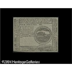 Continental Currency May 20, 1777 $4 Blue Counterfeit D Continental Currency May 20, 1777 $4 Blue Co