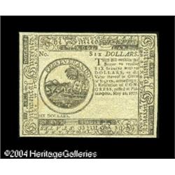 Continental Currency May 20, 1777 $6 Blue Counterfeit Continental Currency May 20, 1777 $6 Blue Coun