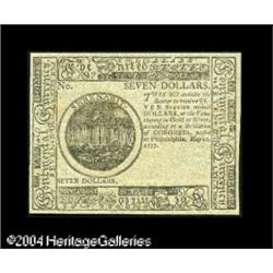 Continental Currency May 20, 1777 $7 Blue Counterfeit Continental Currency May 20, 1777 $7 Blue Coun