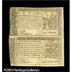 Maryland April 10, 1774 Vertical Pair. An uncut pair of Maryland April 10, 1774 Vertical Pair.