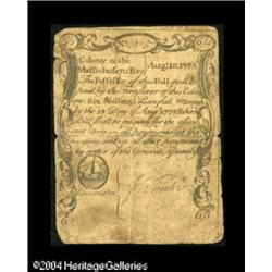 Massachusetts August 18, 1775 6s Very Fine. An unus Massachusetts August 18, 1775 6s Very Fine.