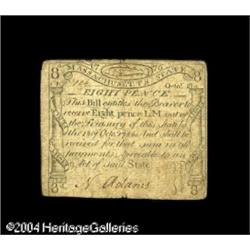 Massachusetts October 18, 1776 8d Very Fine. A good loo Massachusetts October 18, 1776 8d Very Fine.