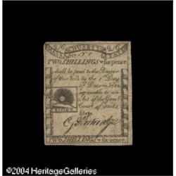 Massachusetts 1779 2s6d Choice Very Fine. A beautif Massachusetts 1779 2s6d Choice Very Fine.